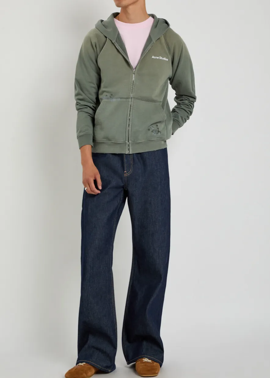Logo hooded zip-through cotton sweatshirt