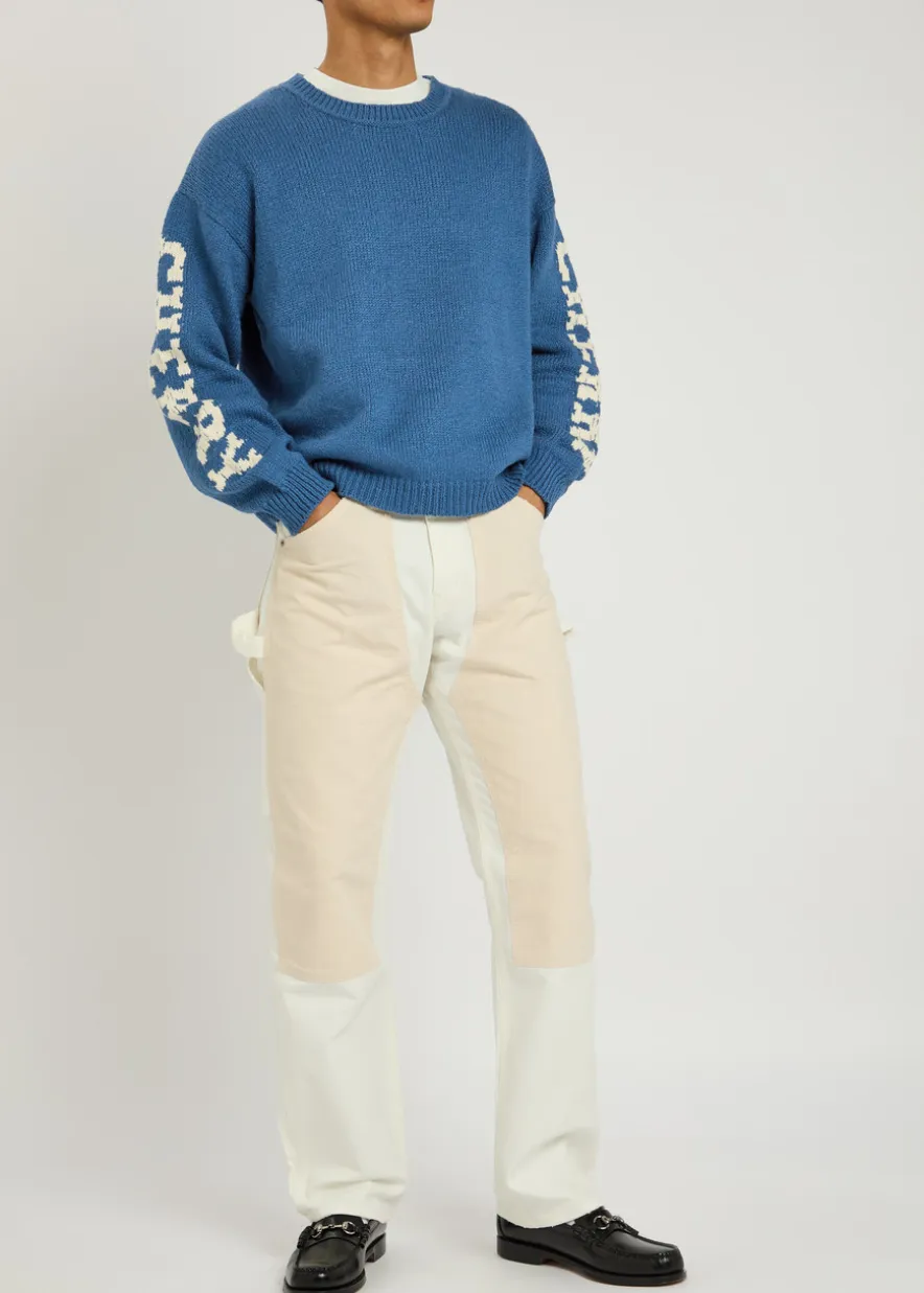 Logo-intarsia cotton-knit jumper