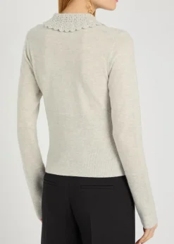 Logo intarsia wool cardigan