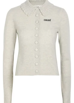 Logo intarsia wool cardigan