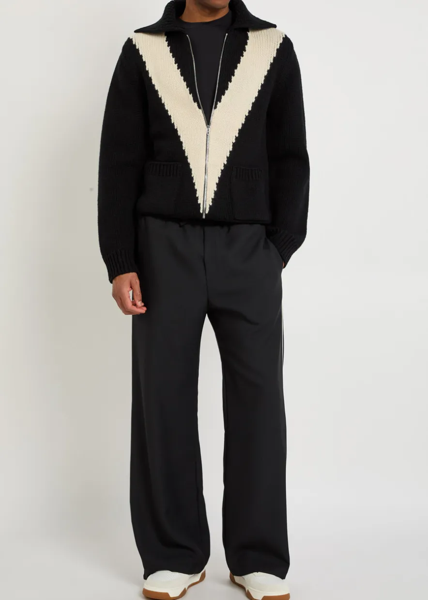 Logo-intarsia wool cardigan