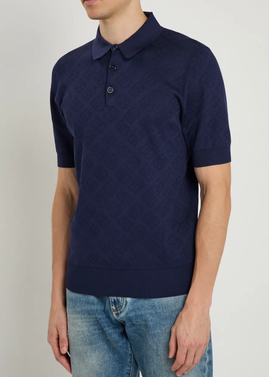 Logo-jacquard silk polo shirt