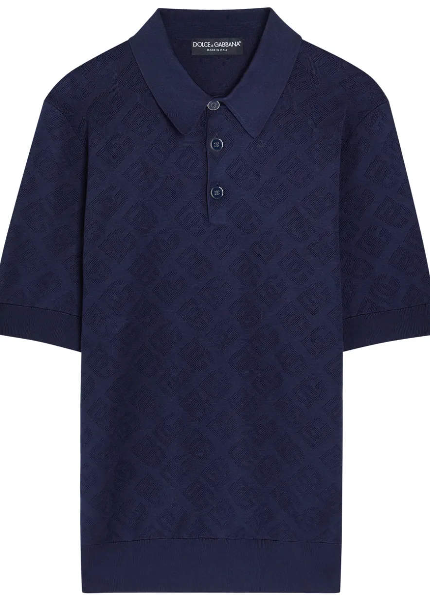 Logo-jacquard silk polo shirt