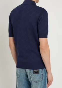 Logo-jacquard silk polo shirt