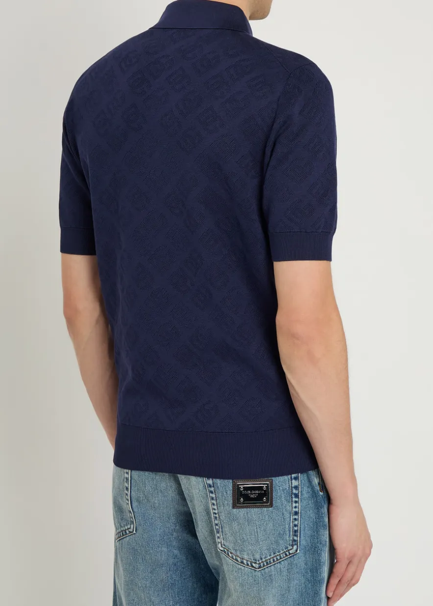 Logo-jacquard silk polo shirt