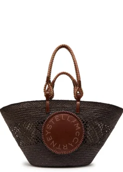 Logo large raffia tote bag