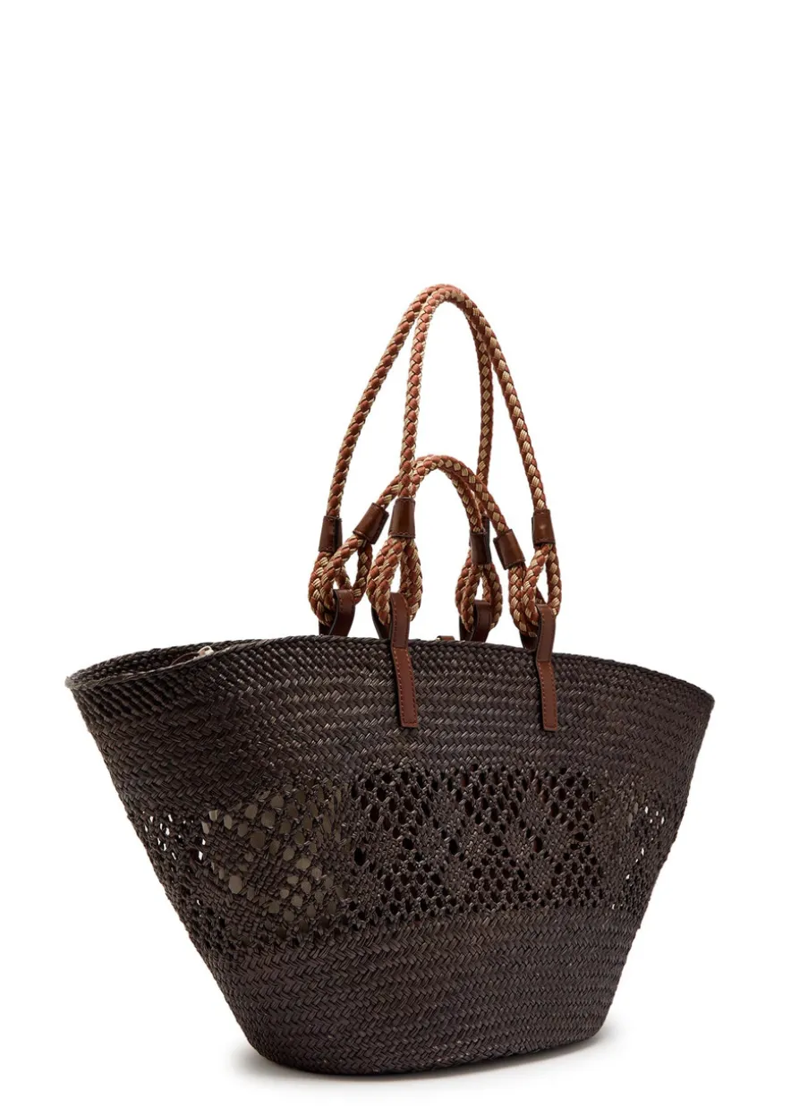 Logo large raffia tote bag