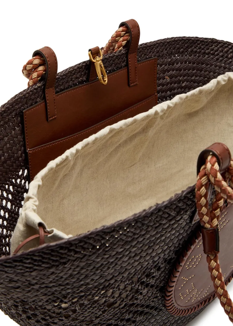 Logo large raffia tote bag