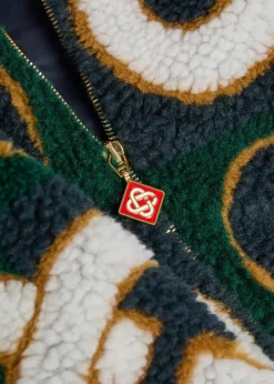 Logo-monogrammed hooded fleece jacket