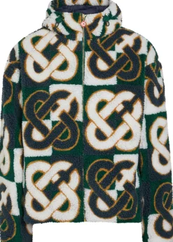 Logo-monogrammed hooded fleece jacket