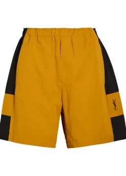 Logo panelled cotton shorts