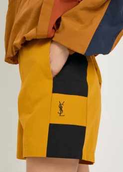 Logo panelled cotton shorts