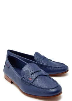 Logo pebbled leather loafers