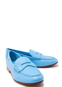Logo pebbled leather loafers