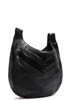 Logo-plaque chevron leather hobo bag