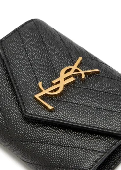 Logo-plaque quilted envelope wallet