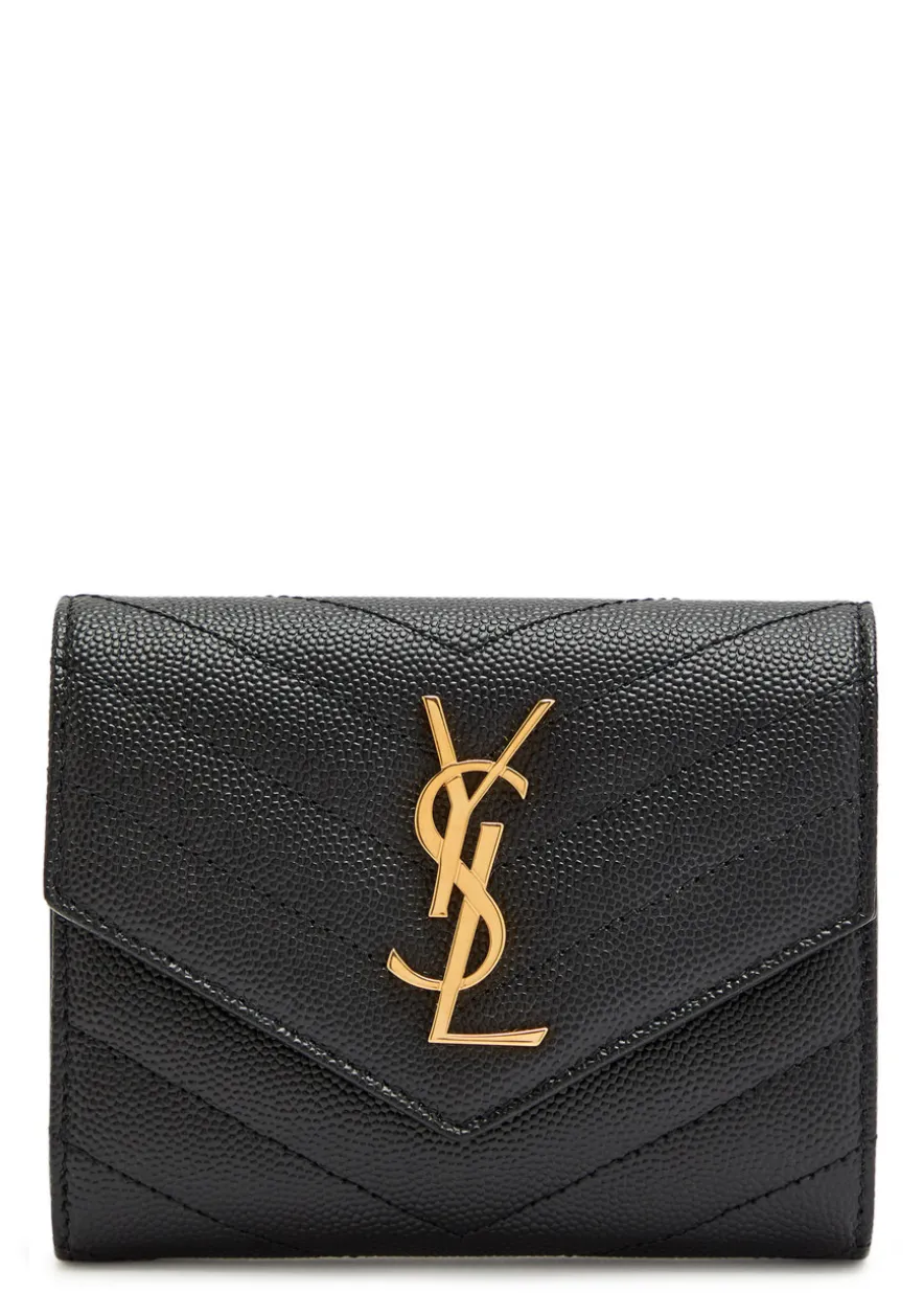 Logo-plaque quilted envelope wallet