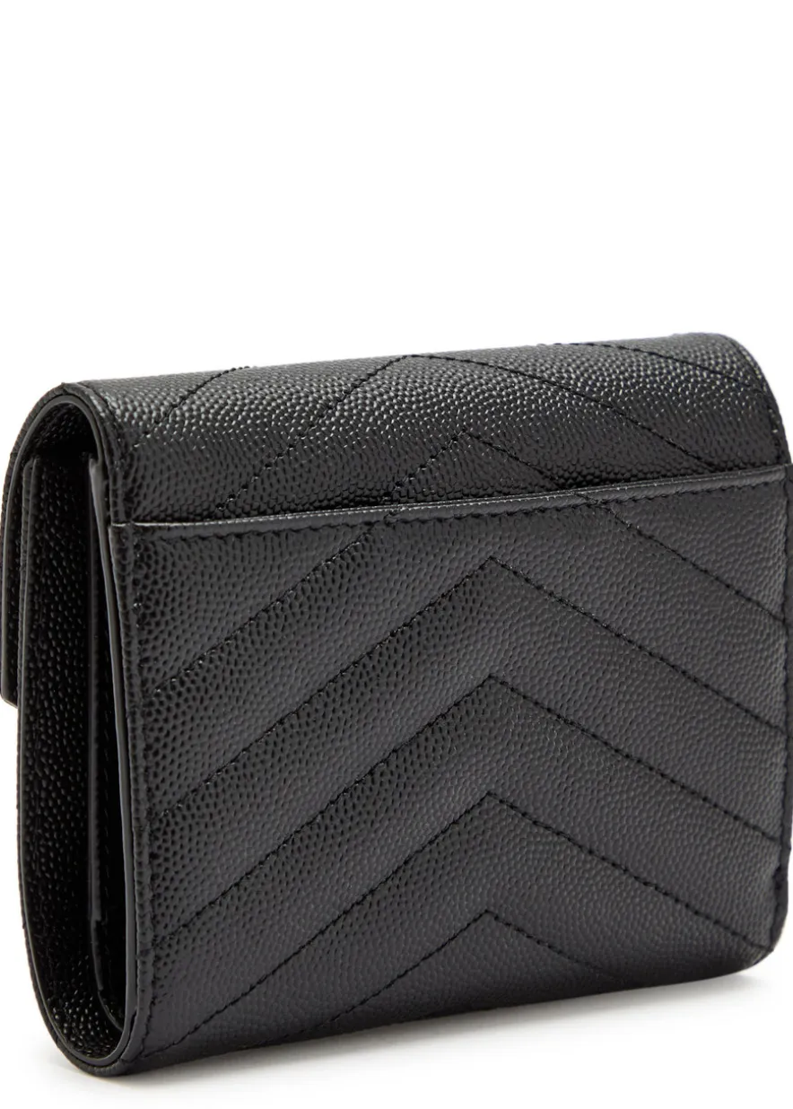 Logo-plaque quilted envelope wallet