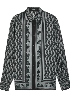 Logo-print silk shirt
