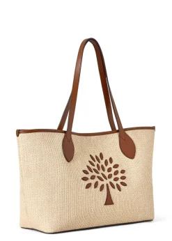Logo raffia small tote bag