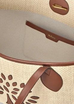 Logo raffia small tote bag