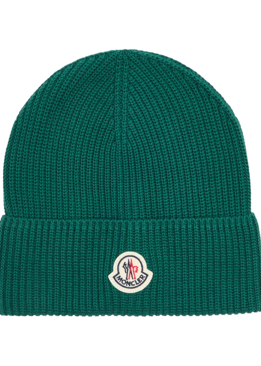 Logo ribbed cotton beanie