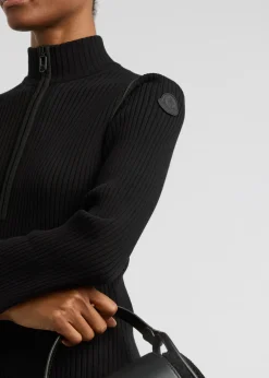 Logo ribbed-knit midi dress