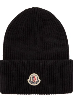 Logo ribbed wool and cashmere-blend beanie