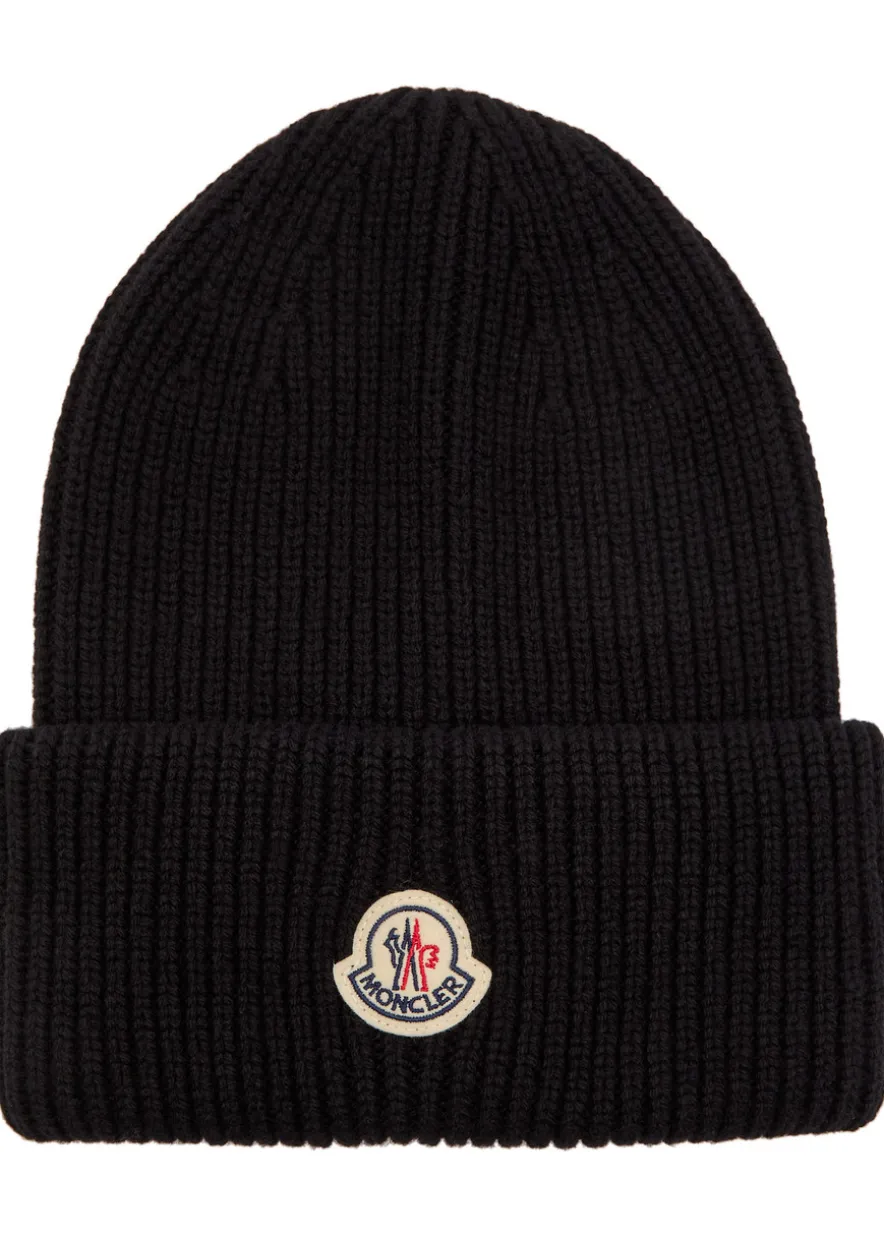 Logo ribbed wool and cashmere-blend beanie