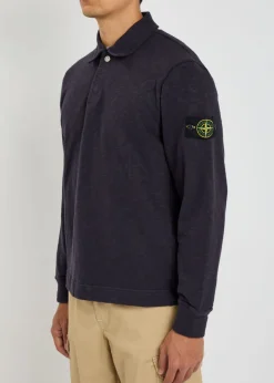 Logo slubbed cotton polo sweatshirt