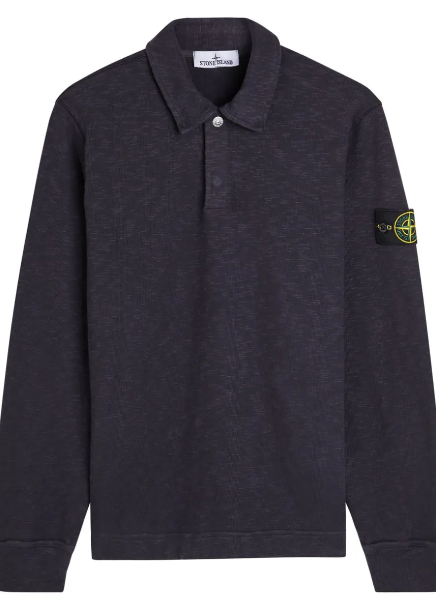 Logo slubbed cotton polo sweatshirt