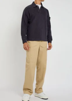 Logo slubbed cotton polo sweatshirt