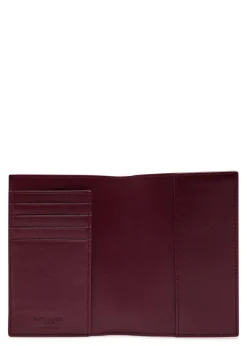 Logo-stamped patent leather passport holder