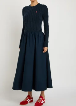 Logo stretch-cotton midi-dress