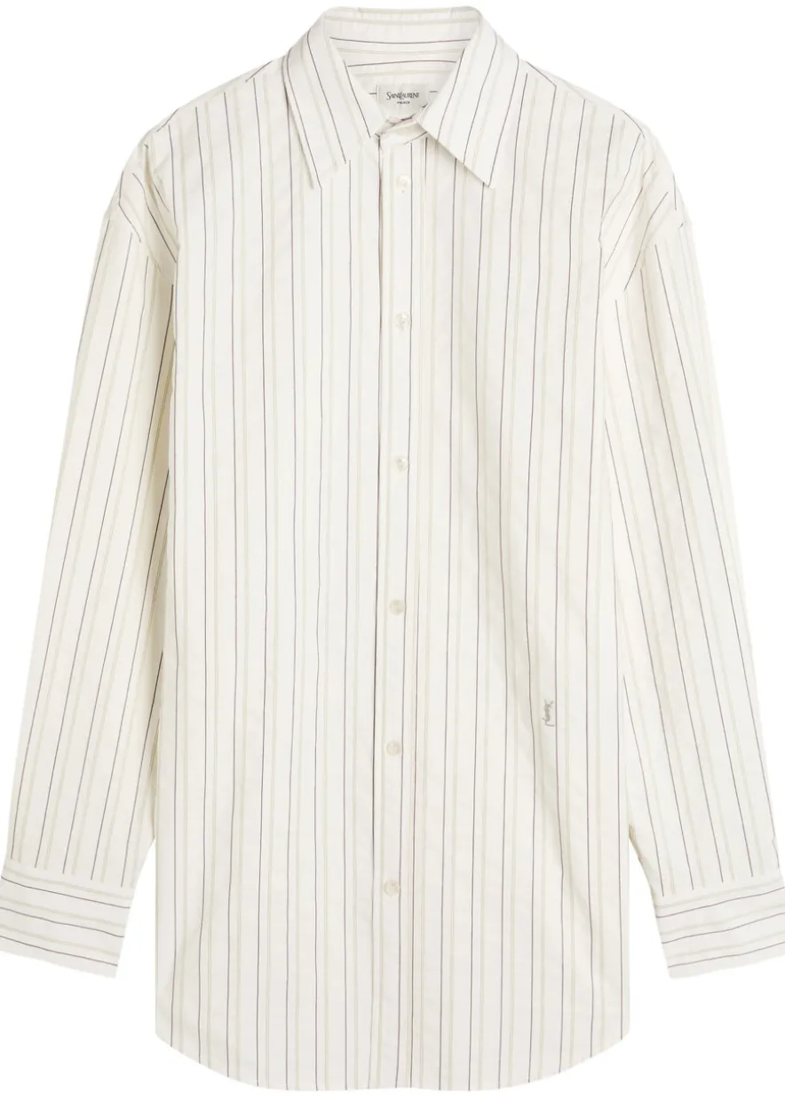 Logo stripe-embroidered cotton shirt