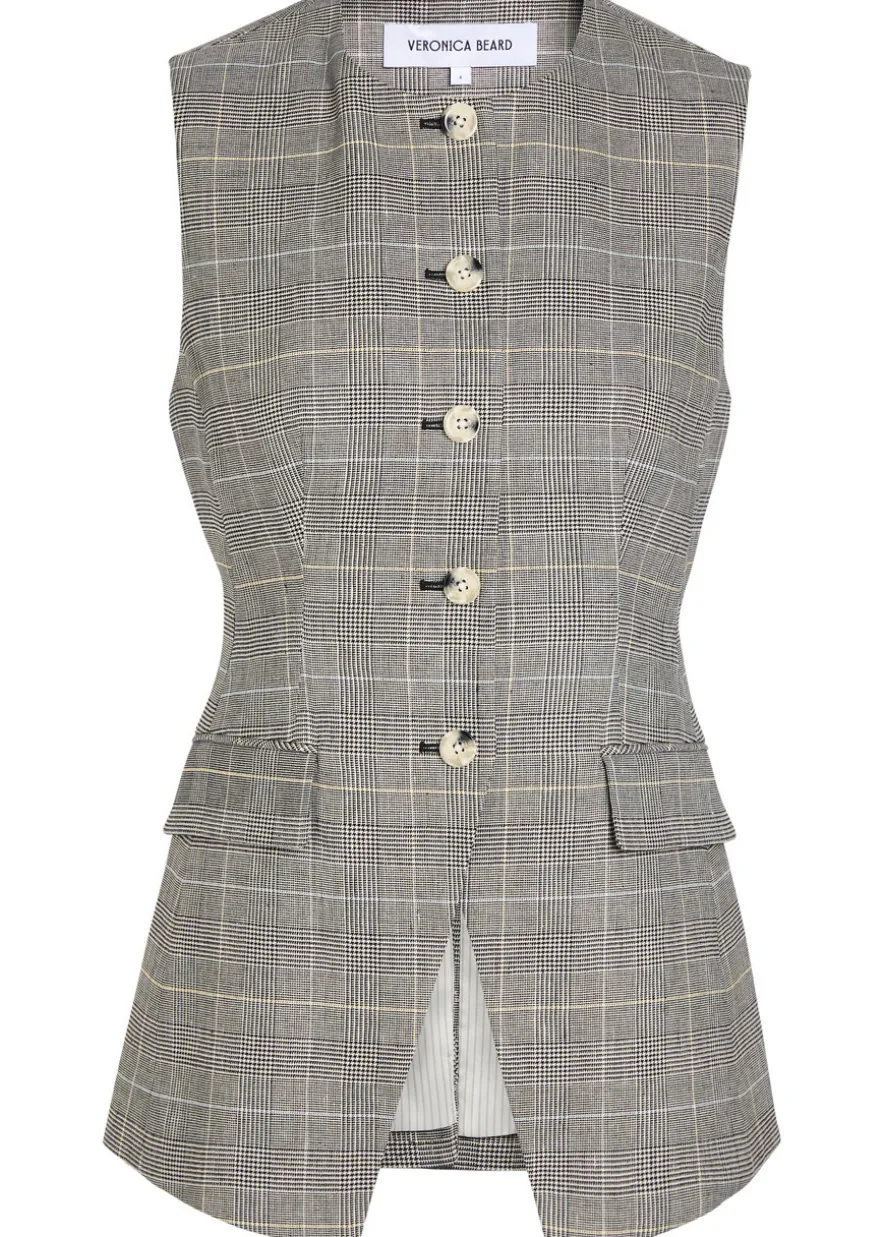 Lois checked linen-blend vest