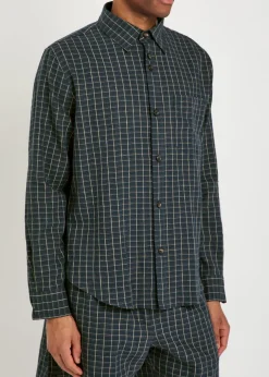 London logo checked stretch-linen shirt