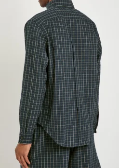London logo checked stretch-linen shirt