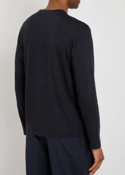 Long sleeve linen-blend T-shirt