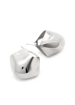 Lotus medium palladium-plated earrings