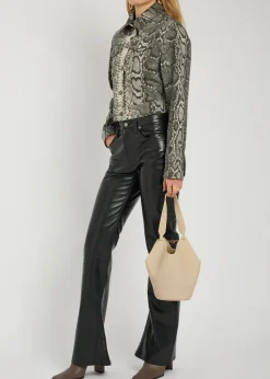Lotus mini grained leather tote bag