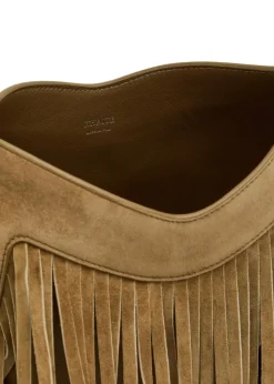 Lotus nano fringed suede tote