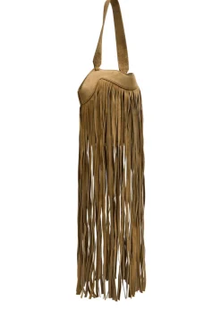 Lotus nano fringed suede tote