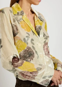 Louis floral-print velour blouse