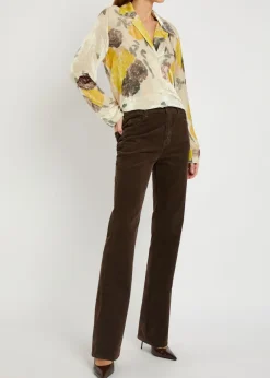 Louis floral-print velour blouse