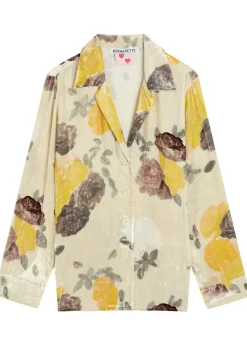 Louis floral-print velour blouse