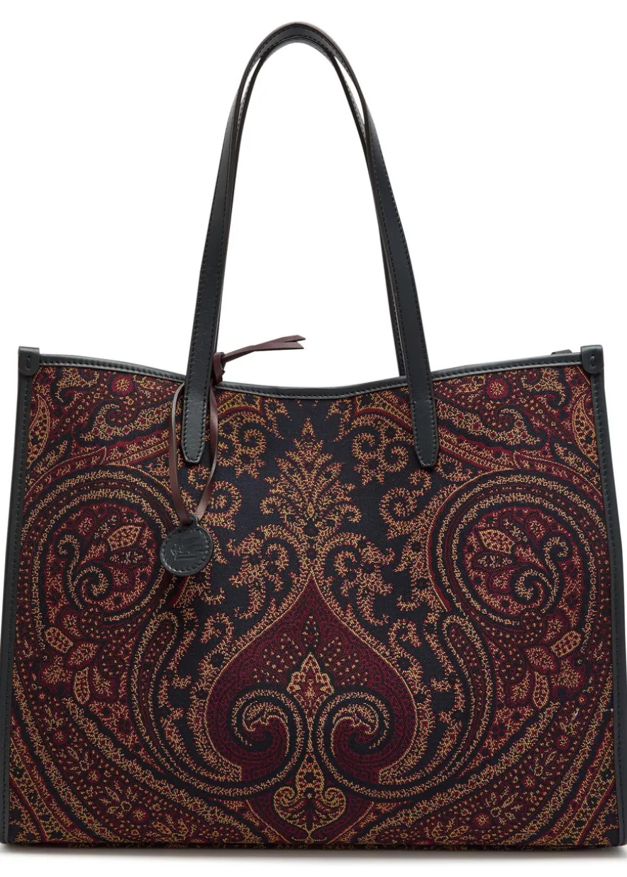 Lovetrotter large paisley-jacquard leather tote