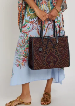 Lovetrotter large paisley-jacquard leather tote