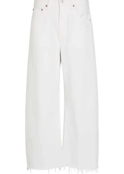 Low Curve frayed barrel-leg jeans