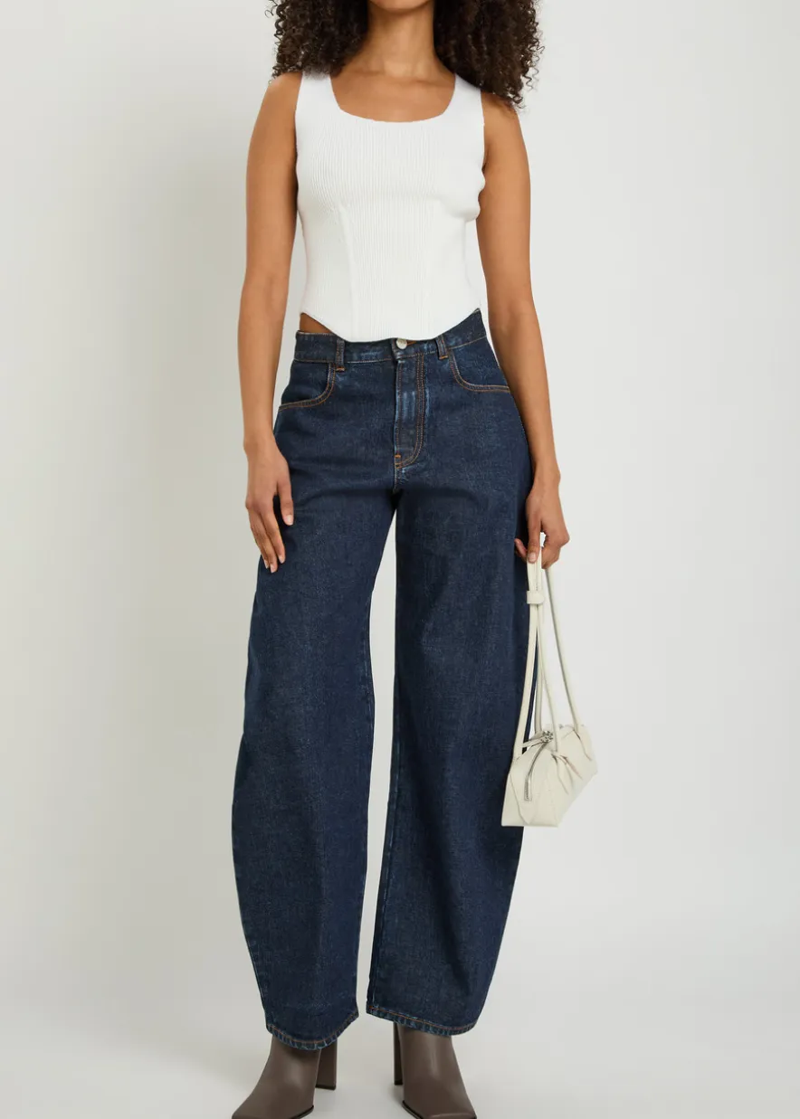 Low Round barrel-leg denim jeans